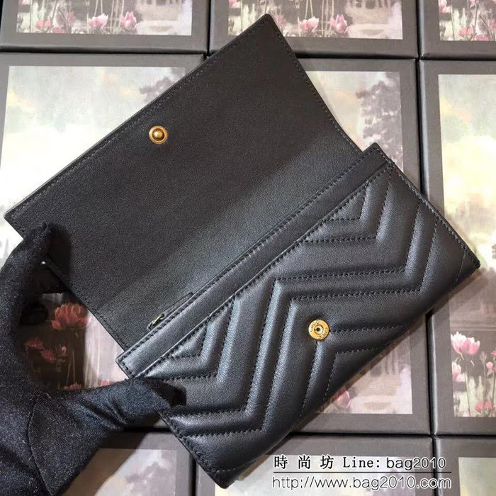 GUCCI古馳 marmont 翻蓋款 人形紋牛皮 長錢包 443436 克全皮 WTG2048